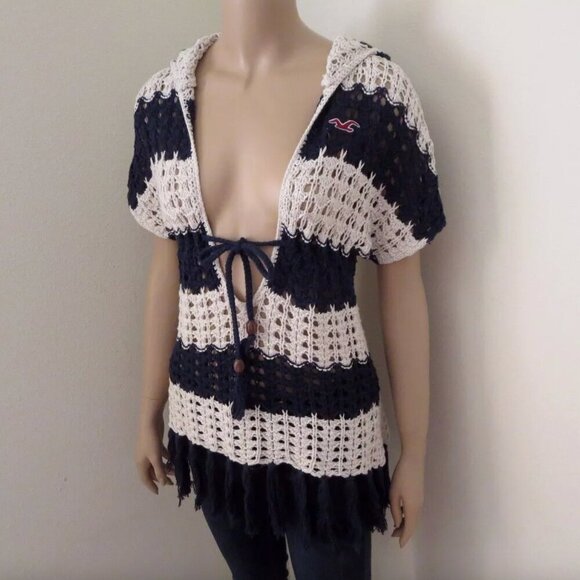 NWT Hollister Womens Knit Striped Sweater Size Small Swim Cover-up Top Shirt - Picture 2 of 7